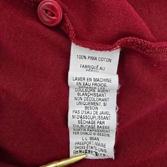 LL Bean Premium Double L Polo Men L TALL Pima Cotton Short-Sleeve w Pocket Red - Picture 12 of 13